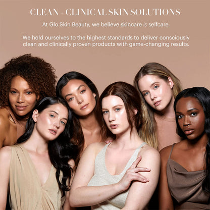 Glo Skin Beauty dewy finish anti-pollution tinted moisturizer full product range shot.