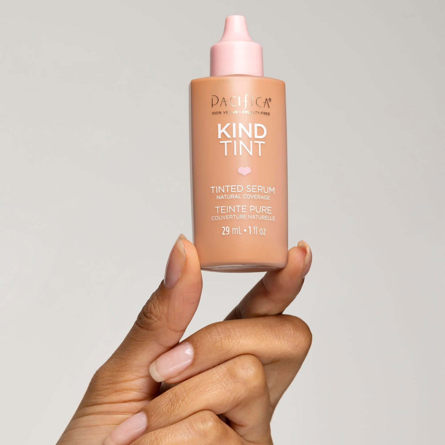 Pacifica kind tint serum shade 17 swatched on skin showing dewy coverage.
