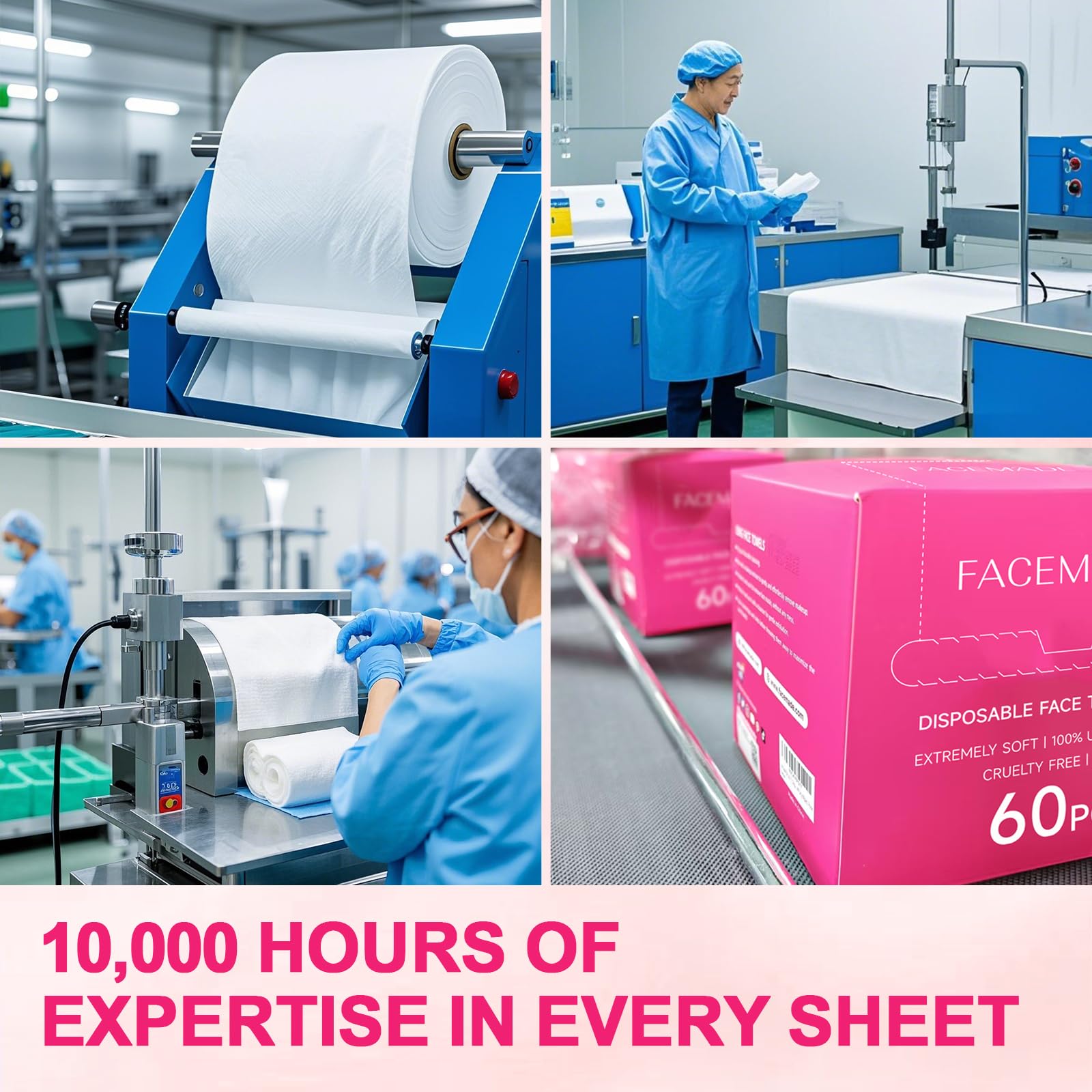 Facemade 60 count biobased face towelettes packaging details