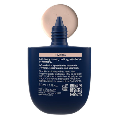 APOSTLE men's face lotion with tint showing the natural medium coverage cream texture.
