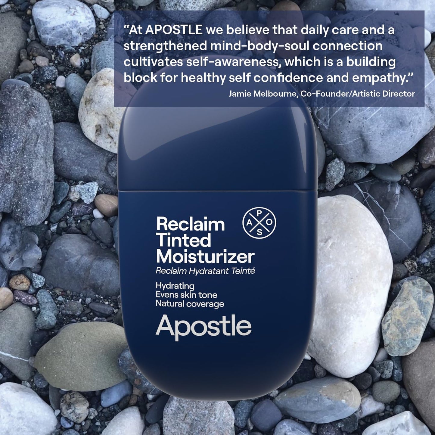 APOSTLE matte finish grooming product for evening skin tone and covering redness.