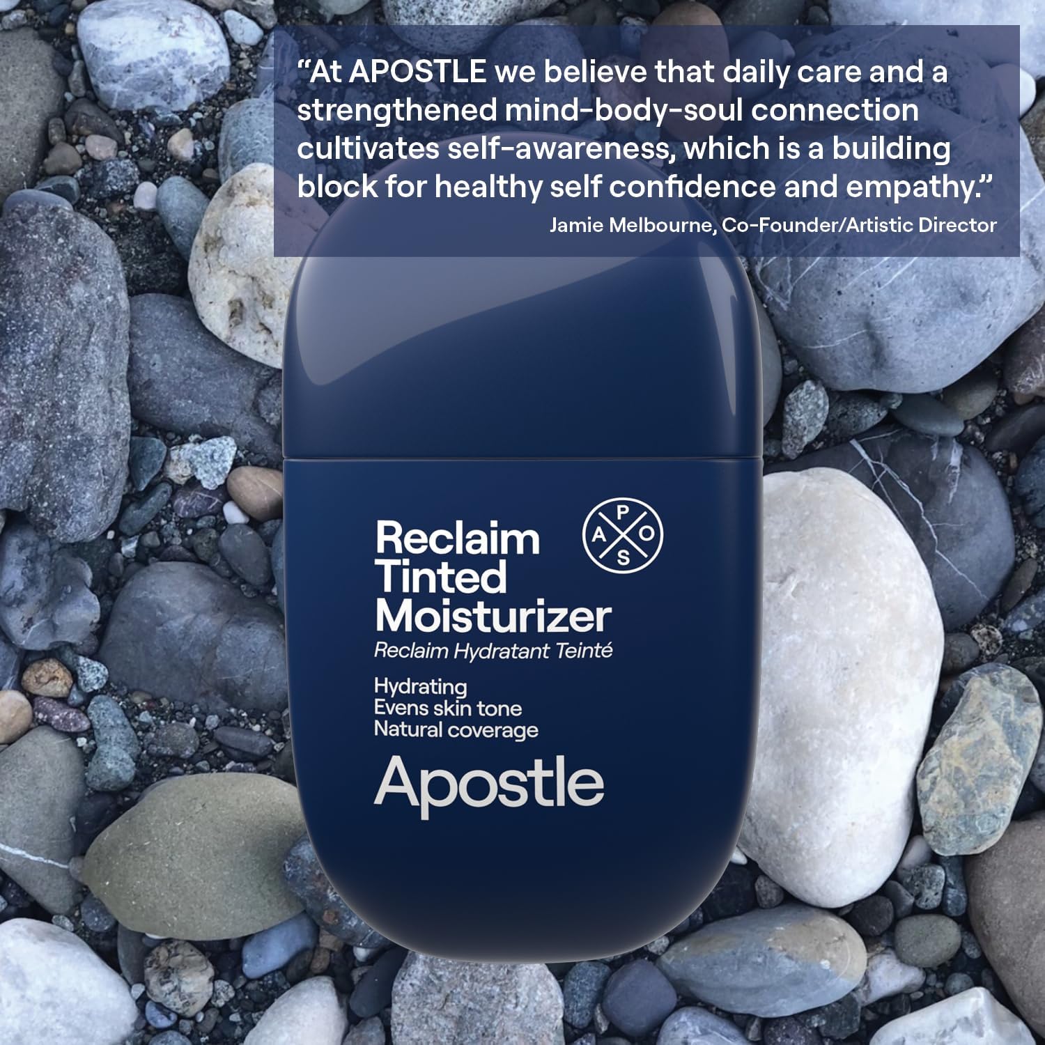 APOSTLE matte finish grooming product for evening skin tone and covering redness.
