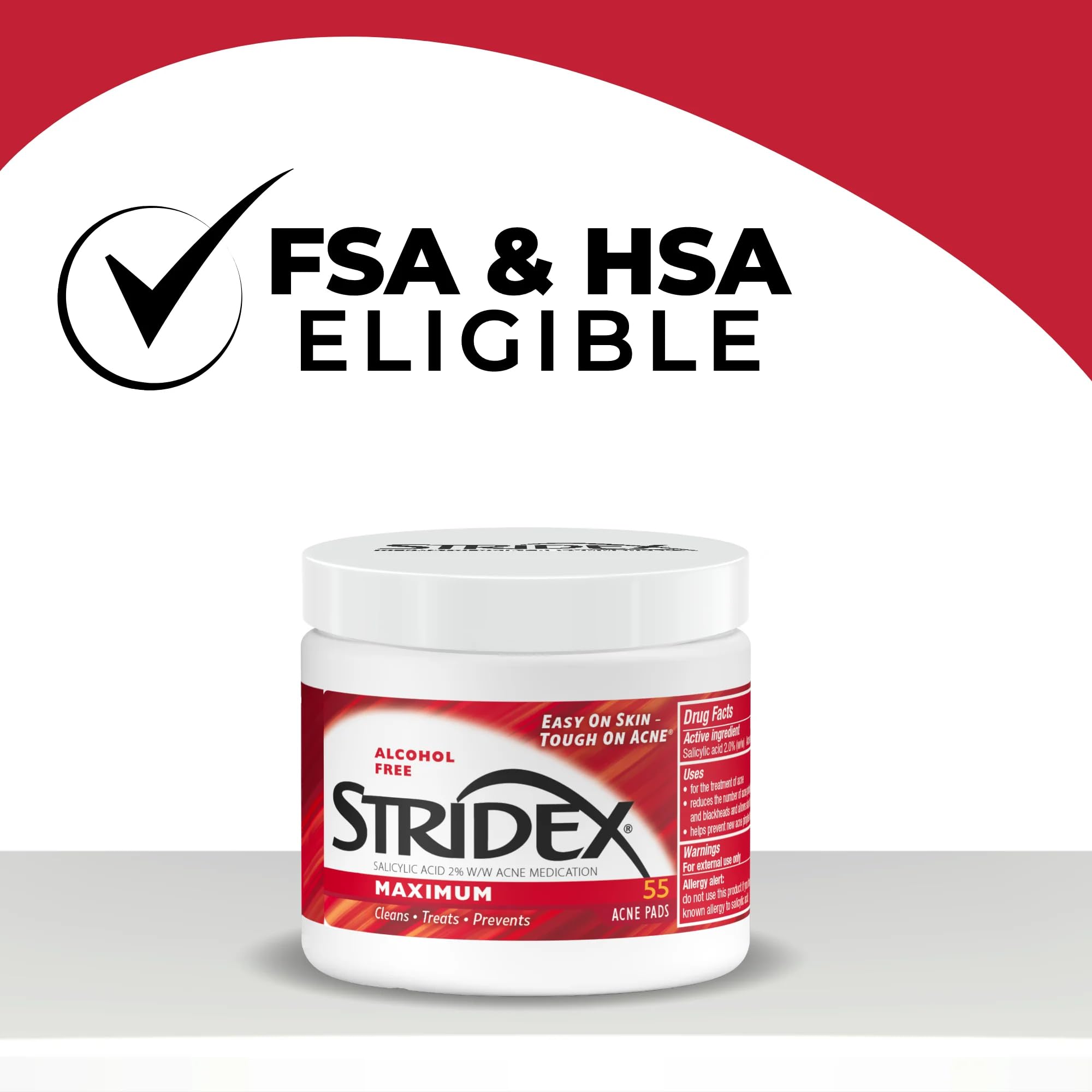 Side view of Stridex Maximum strength facial cleansing wipes