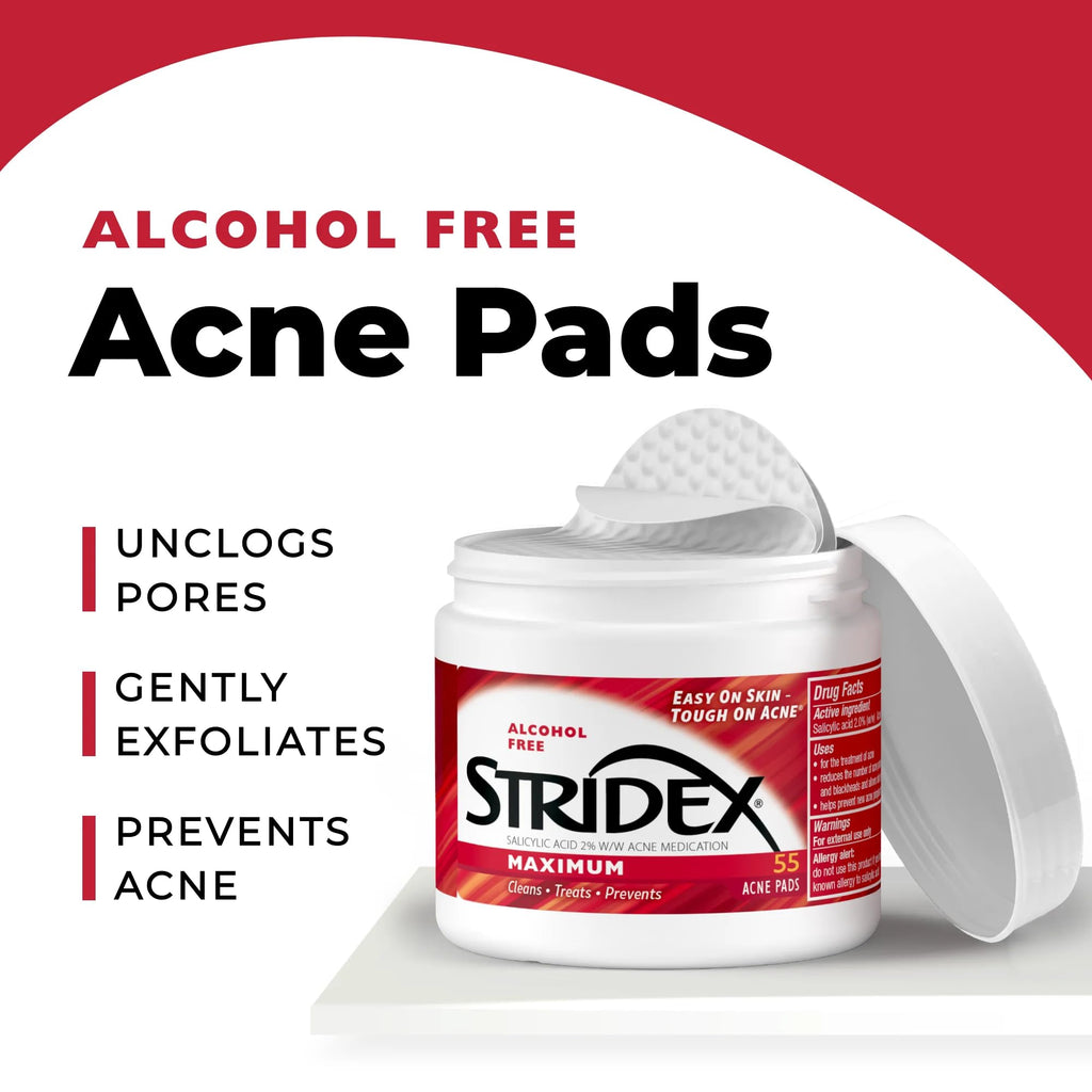 Stridex alcohol free acne pads side profile view