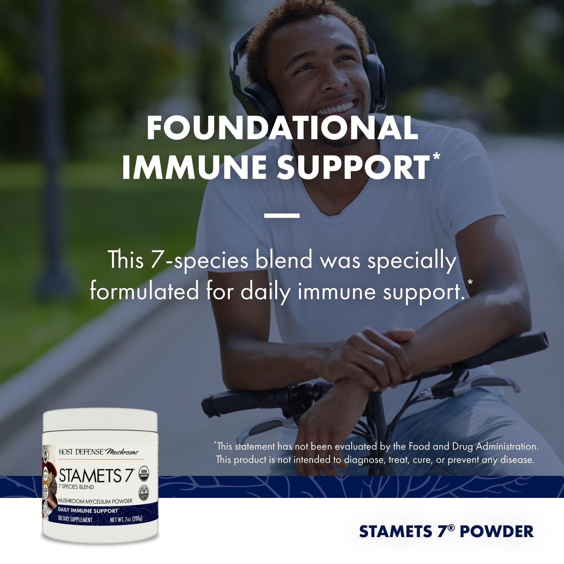 Authentic Host Defense daily immune support organic mushroom powder container