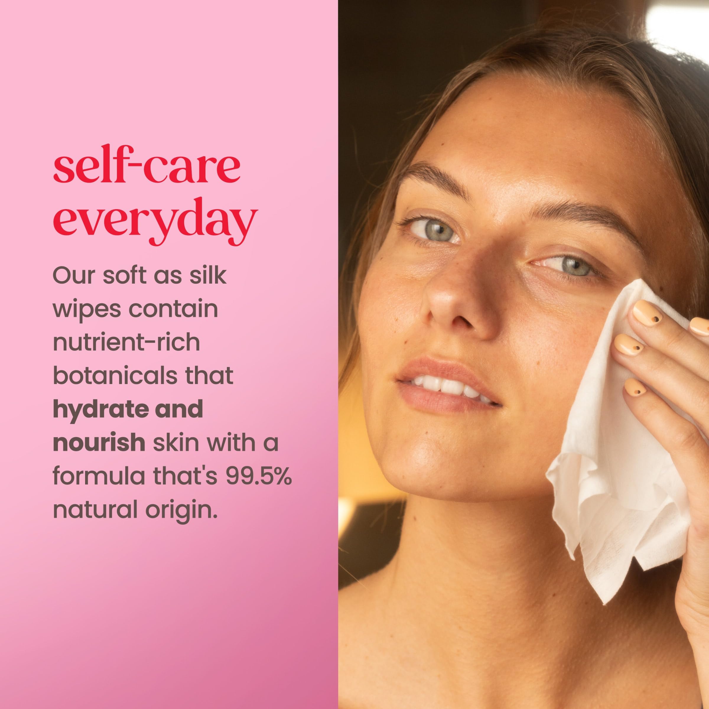Hydrating micellar technology facial cleansing towelettes packaging demonstrating residue free formula