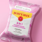 Burt's Bees rose water face wipes package side profile