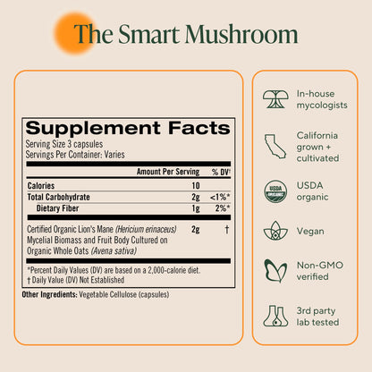 Om functional mushroom capsules lifestyle view for daily focus productivity and mental clarity