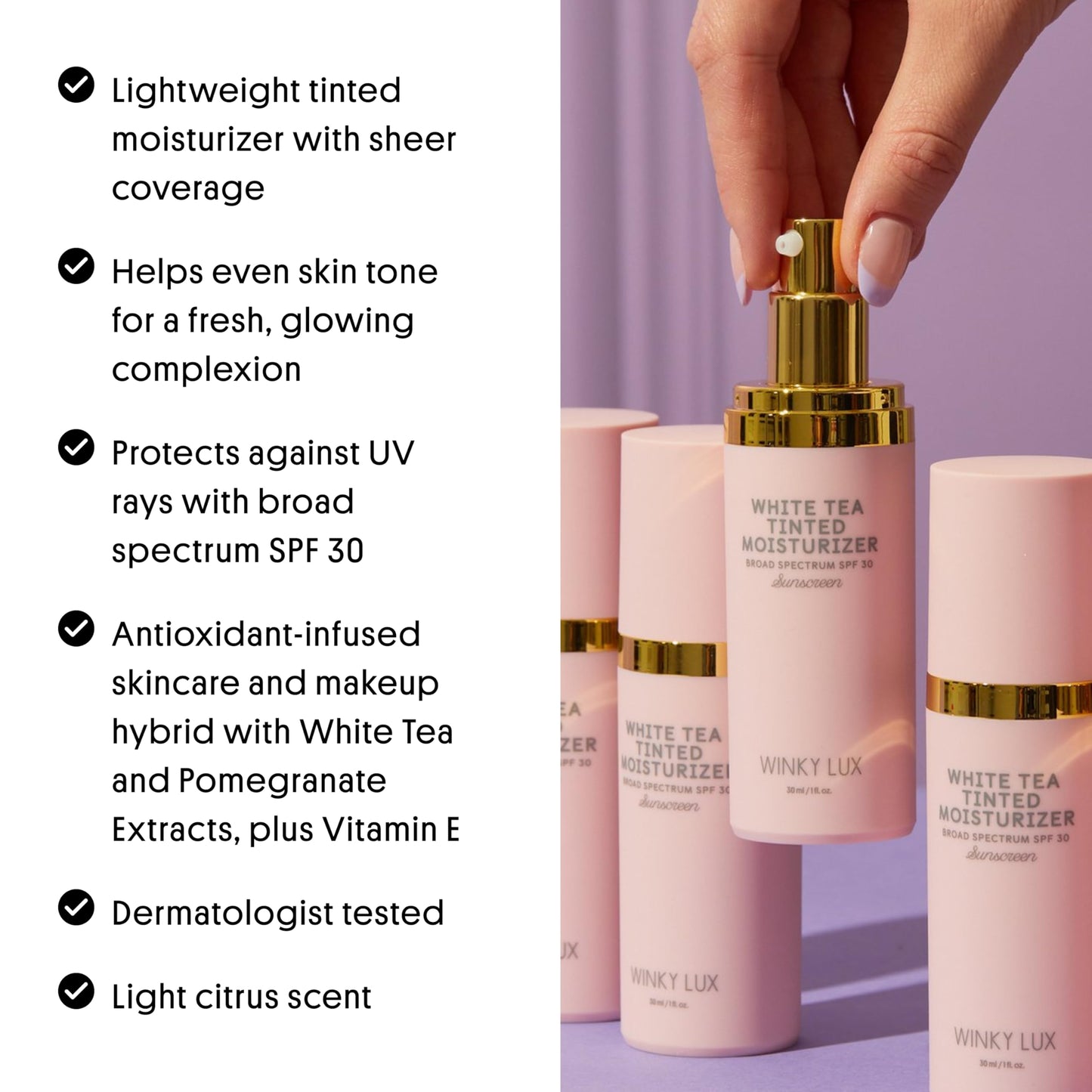 Hydrating tinted moisturizer with broad spectrum SPF 30 shade swatch