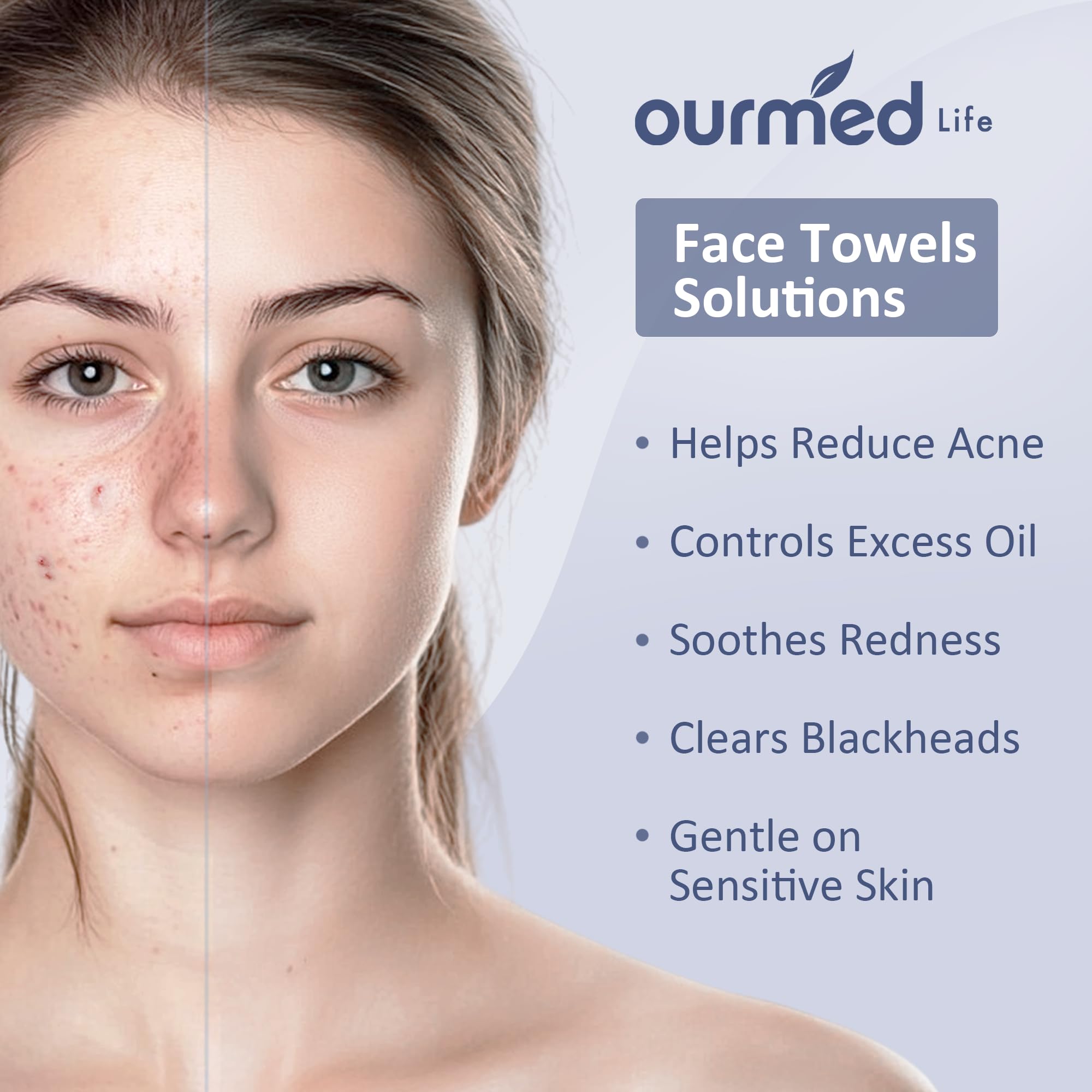 Close up of Ourmed Life lint-free textured facial cleansing towel