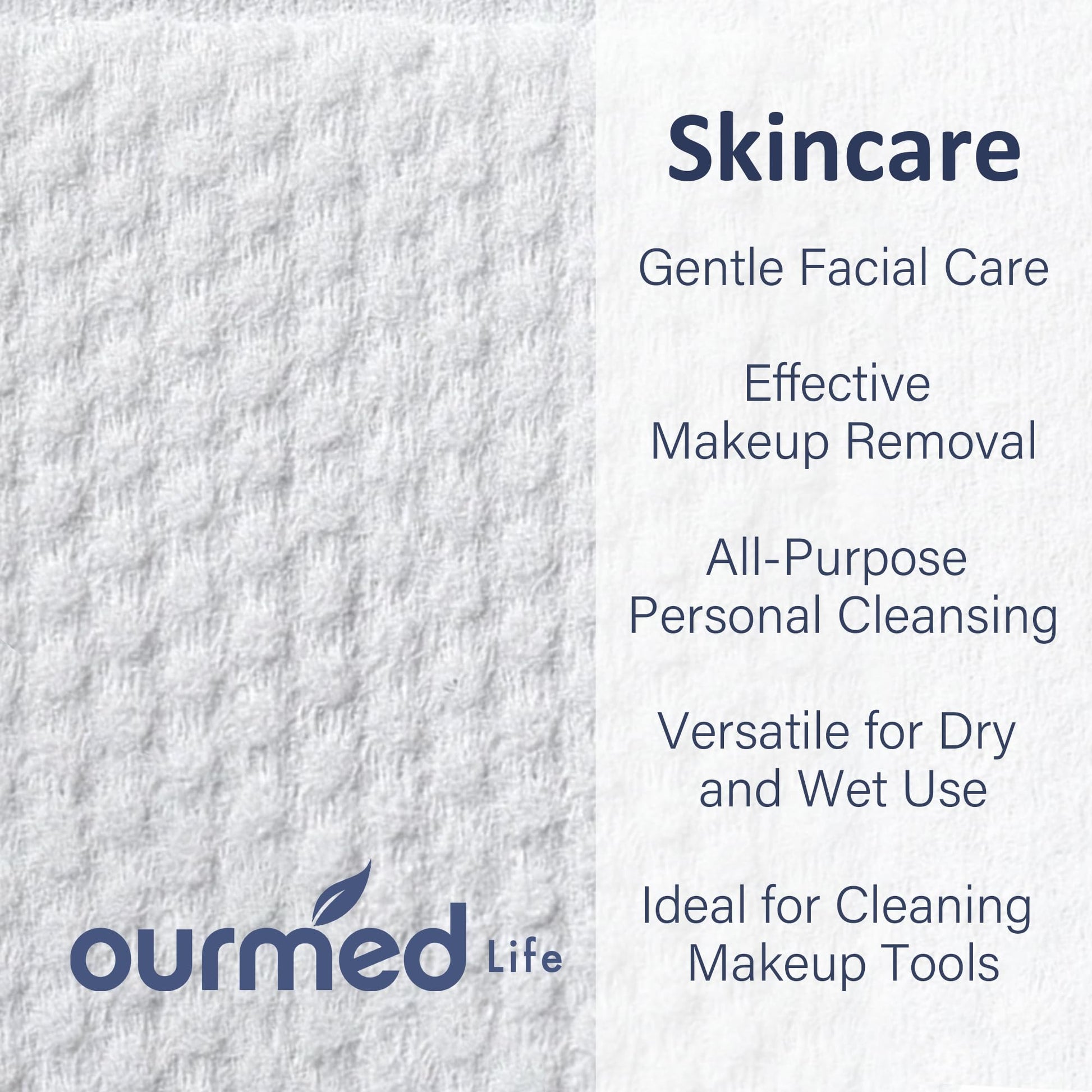 Ourmed Life facial towel being used for makeup removal routine