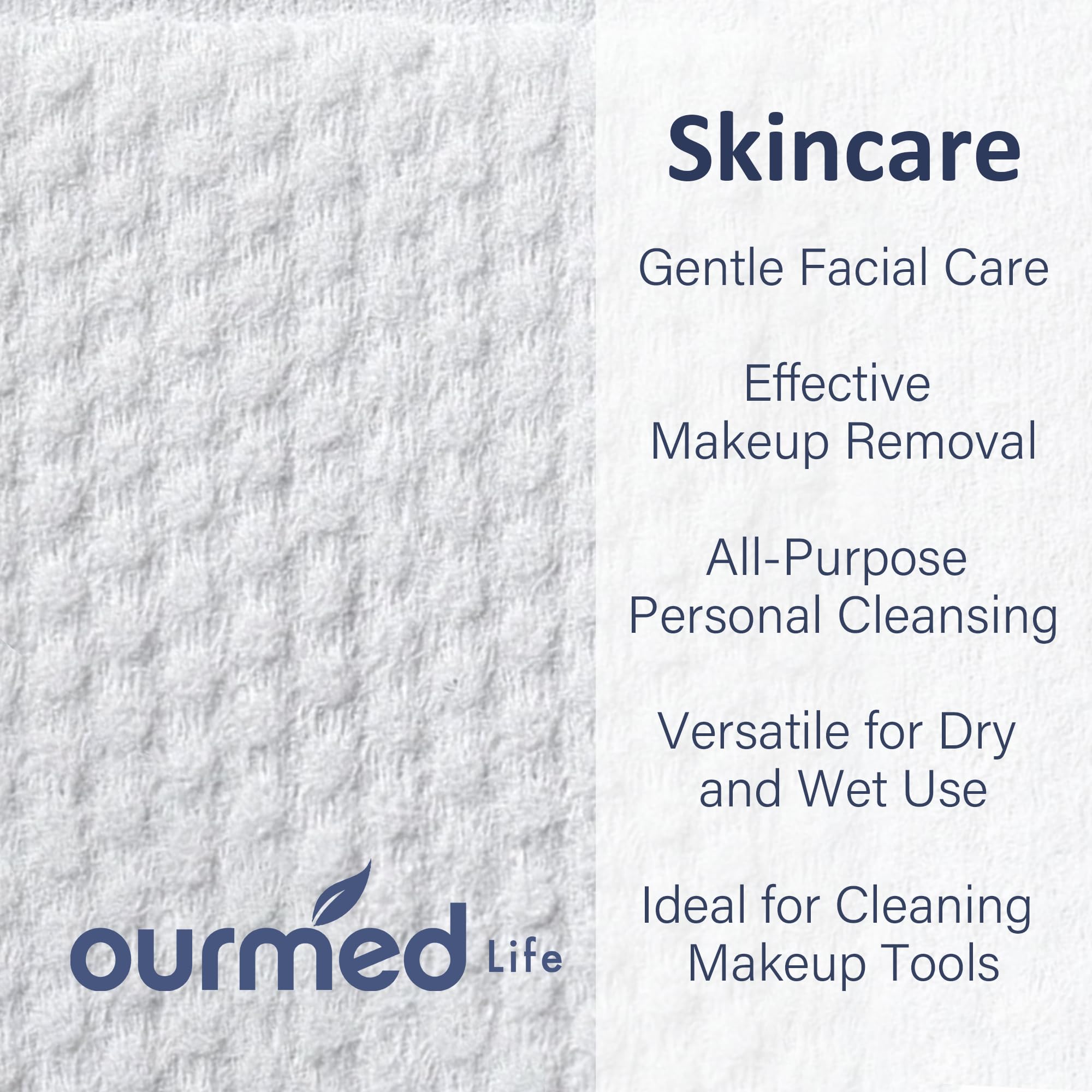 Ourmed Life facial towel being used for makeup removal routine