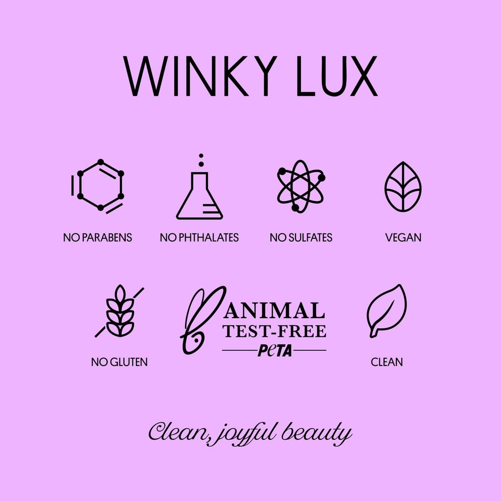 Winky Lux 1 fluid ounce bottle with outer box layout