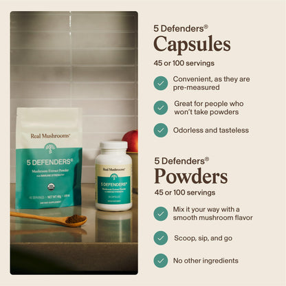Authentic Real Mushrooms beta glucan extract capsules displaying nutritional facts