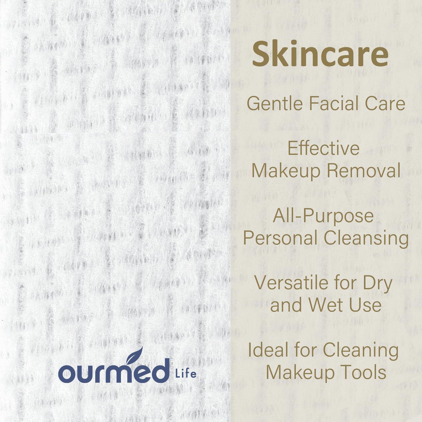 Close up of Ourmed Life extra large lint free face wipe texture