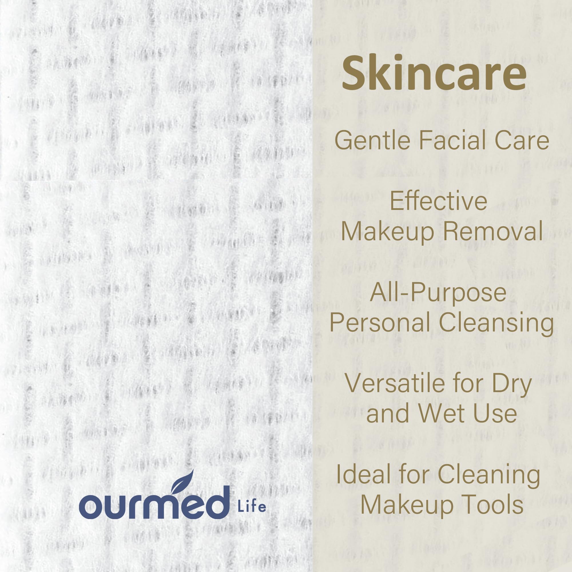 Close up of Ourmed Life extra large lint free face wipe texture