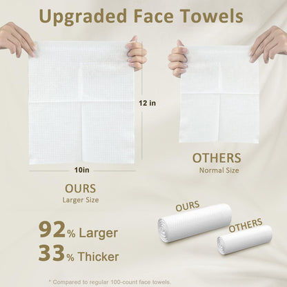 Side view of Ourmed Life facial towel packaging showing 50 count
