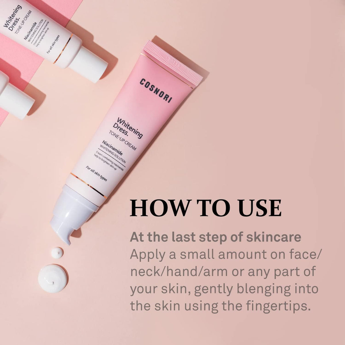 Cosnori W Dress Tone Up Cream lifestyle flatlay