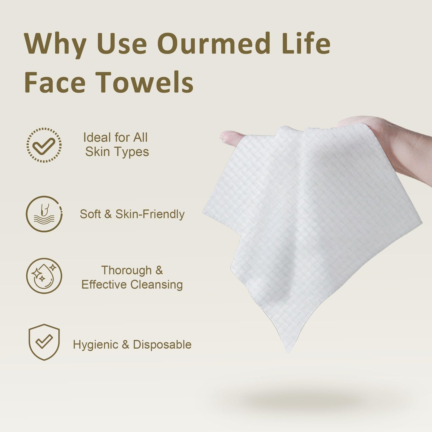 Premium packaging of Ourmed Life imported disposable face towels