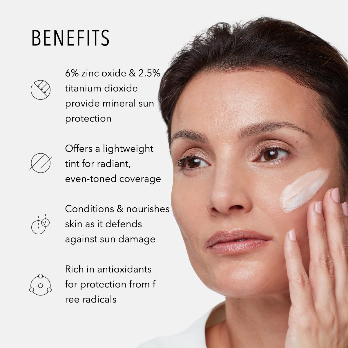 HydroPeptide self-adjusting mineral face sunscreen texture swatch showing color-matching technology