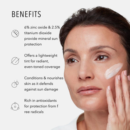 HydroPeptide self-adjusting mineral face sunscreen texture swatch showing color-matching technology