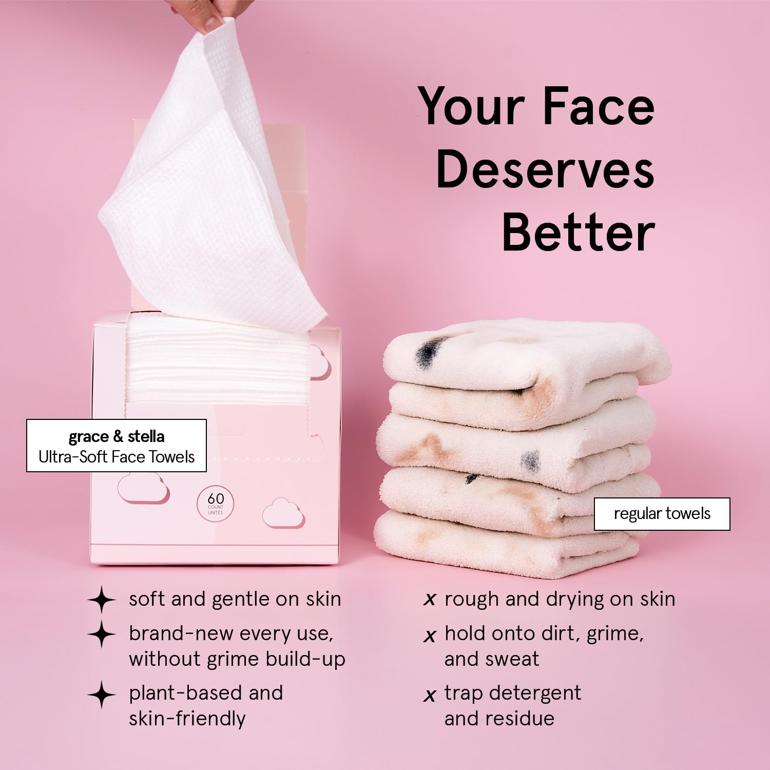 Grace and Stella disposable facial towels for skincare