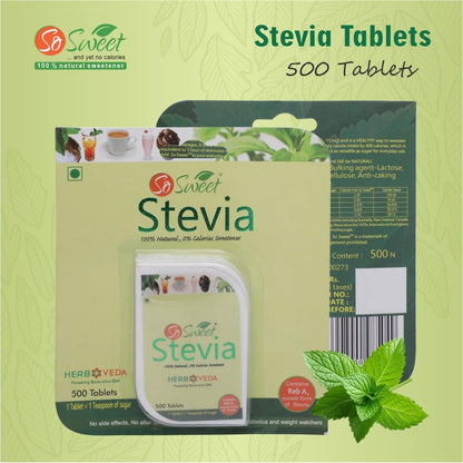 Keto diet approved zero calorie stevia sweetener tablets next to natural ingredients