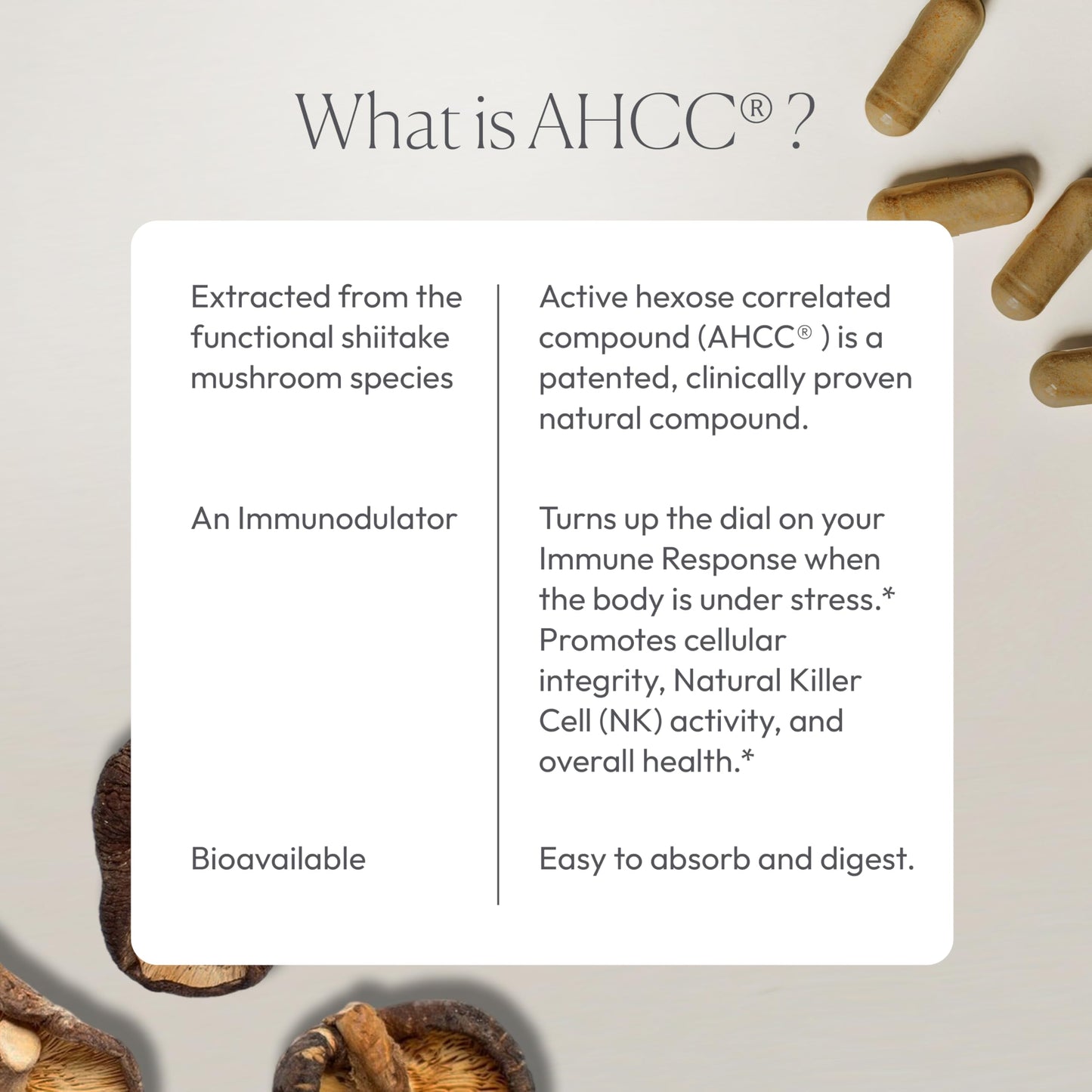 Papillex AHCC supplement container showcasing active hexose correlated compound formula
