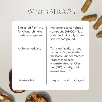 Papillex AHCC supplement container showcasing active hexose correlated compound formula