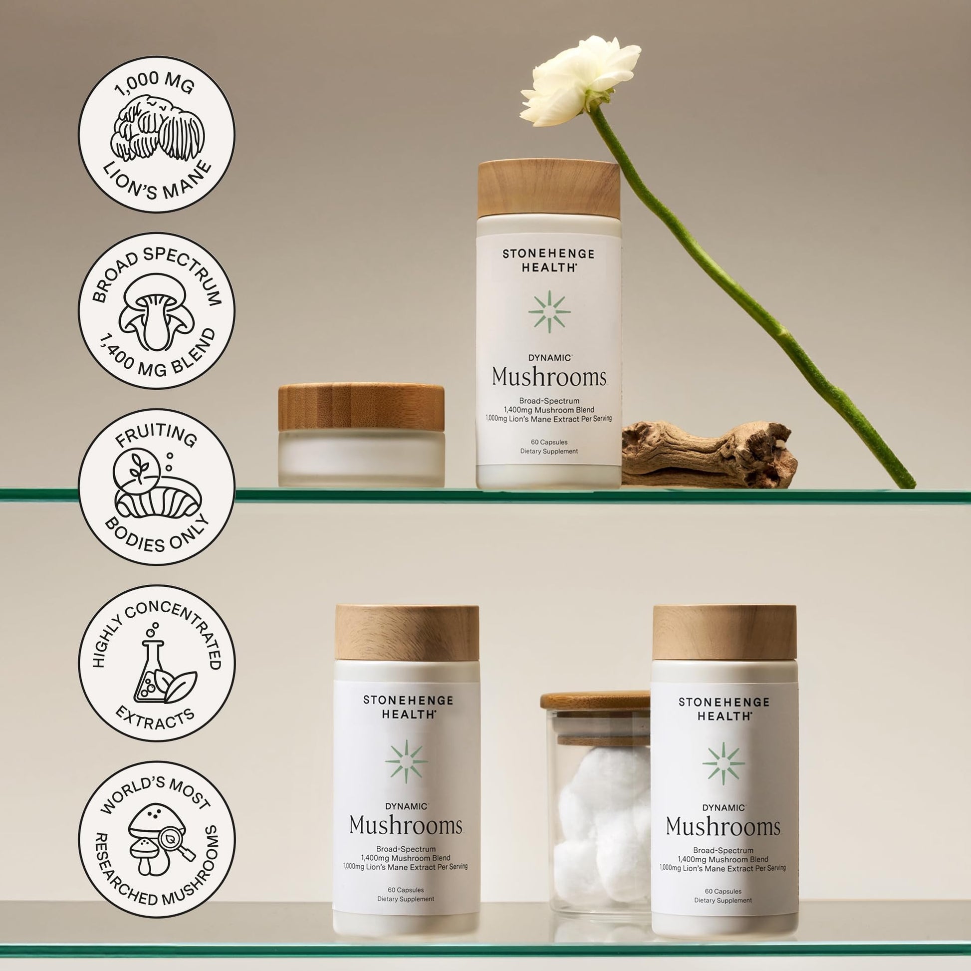 Close up view of authentic Stonehenge Health imported nootropic capsules bottle for memory focus.