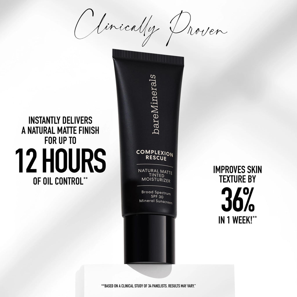BareMinerals oil-free matte tinted moisturizer texture swatch on skin