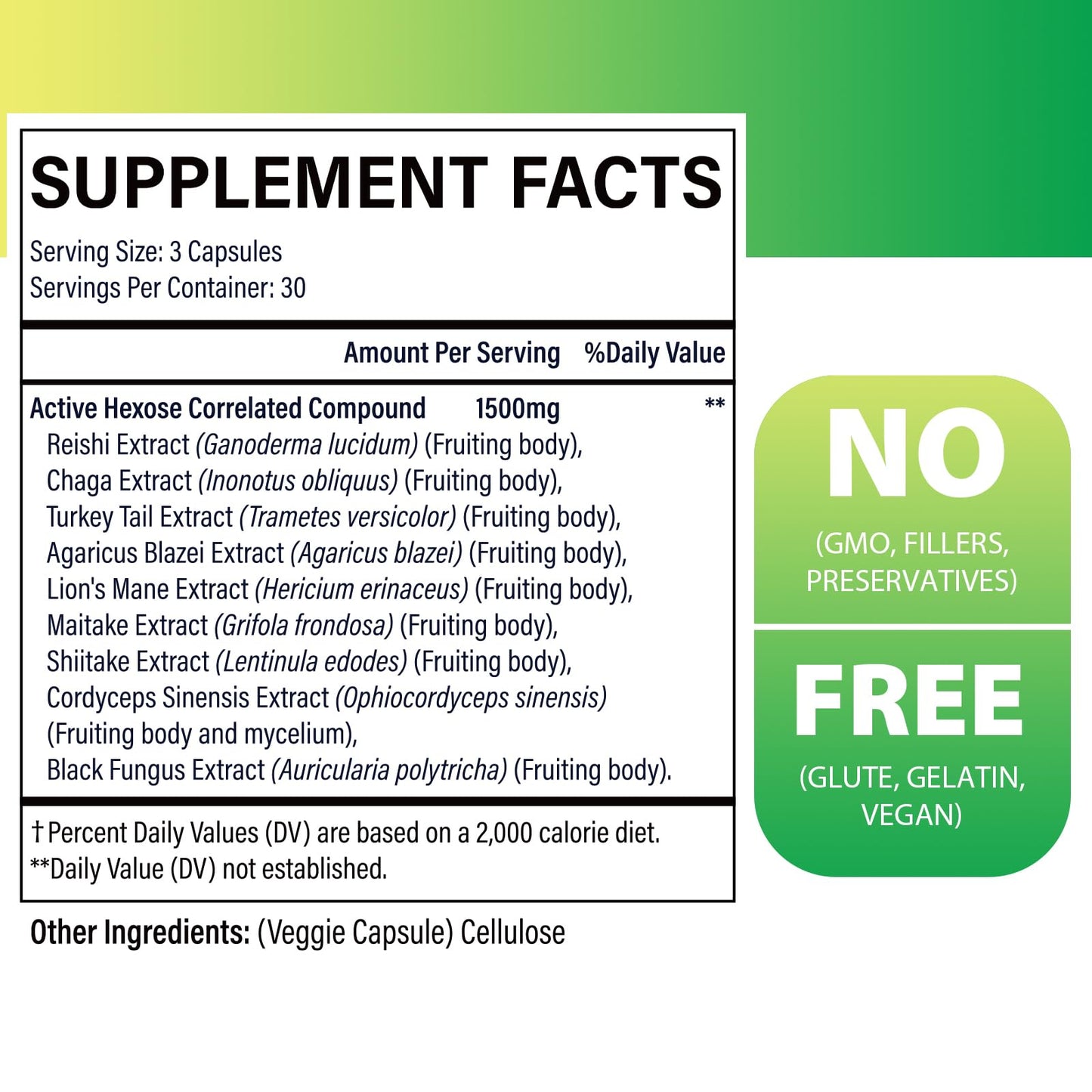 Szczekin 8 mushroom extract supplement facts and organic ingredients label