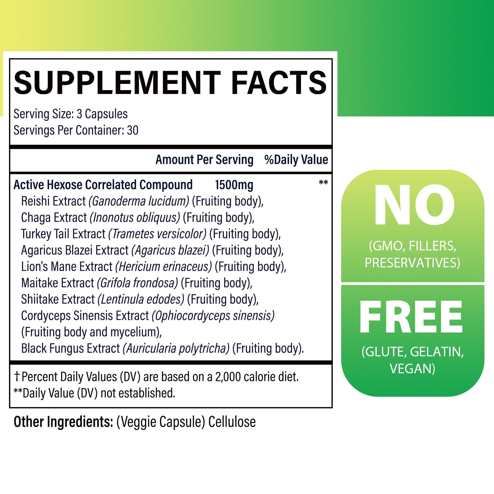 Szczekin 8 mushroom extract supplement facts and organic ingredients label
