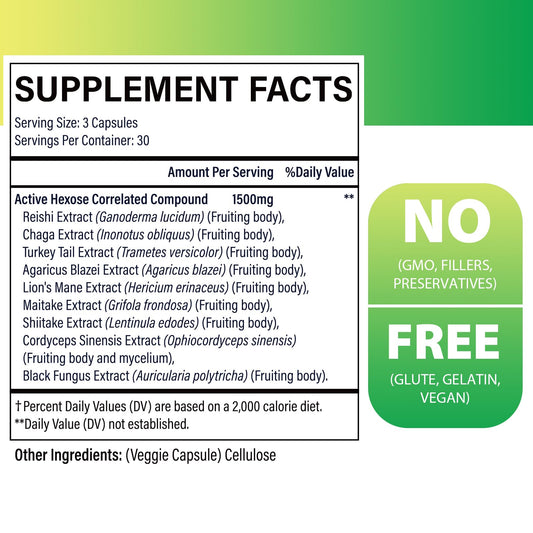 Szczekin 8 mushroom extract supplement facts and organic ingredients label