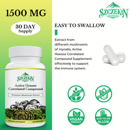 Szczekin 180 veggie capsules container showing liver function and cellular defense benefits