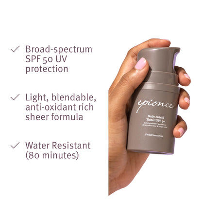 Epionce tinted facial sunscreen cream texture close up swatch