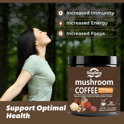 Suiyilary imported mushroom coffee authentic packaging details