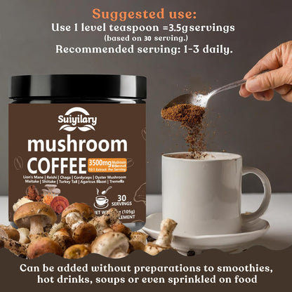 Suiyilary 10 mushroom extract blend organic dietary supplement jar