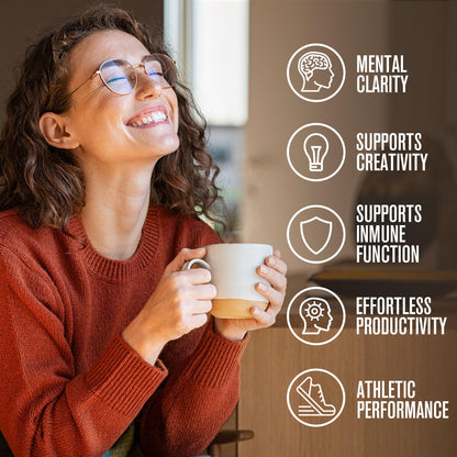 Organic vegan and gluten free certified labels on the side of ShroomDNA coffee box