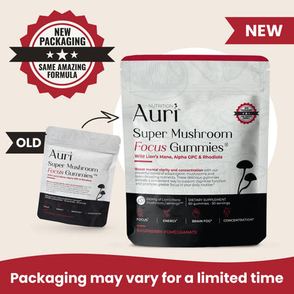 Auri premium mushroom gummies with Alpha GPC and Lions Mane for mental clarity