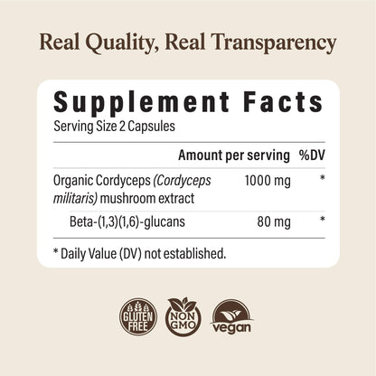 Real Mushrooms Cordyceps 120 capsules organic performance supplement overview