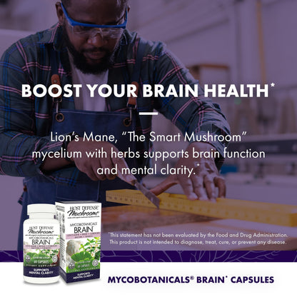 Vegan mushroom mycelium capsules by Host Defense for daily mental clarity support