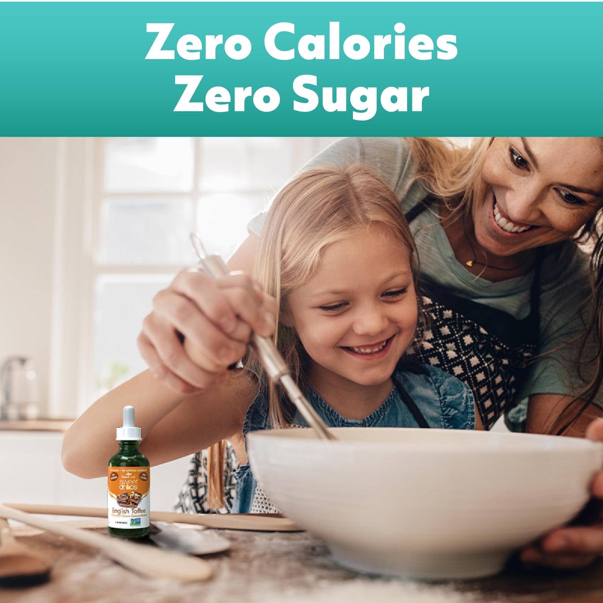 SweetLeaf SteviaClear unflavored liquid drops packaging layout highlighting zero sugar and zero carb claims.
