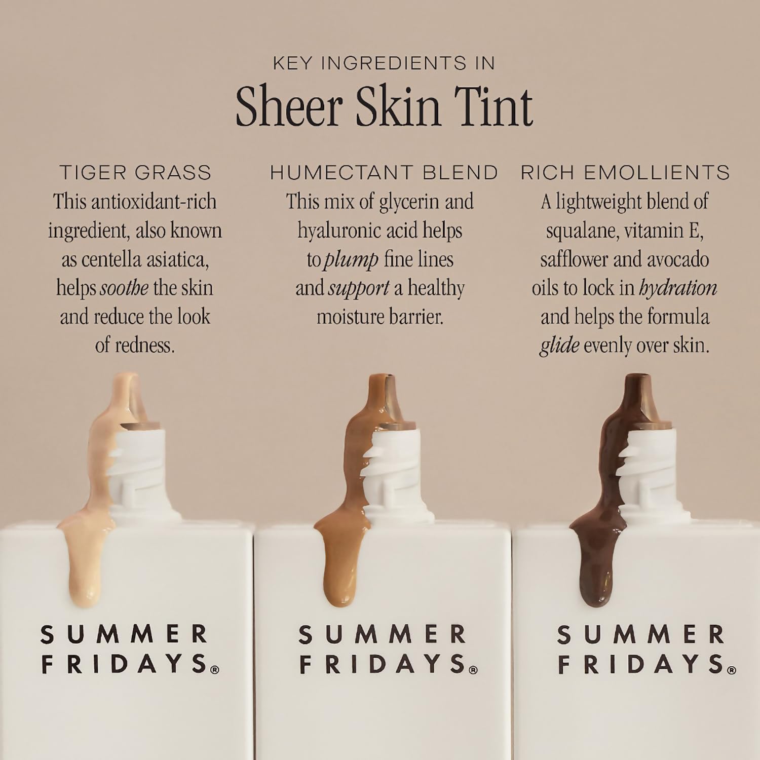 Summer Fridays liquid skin tint showing the shade four color drop