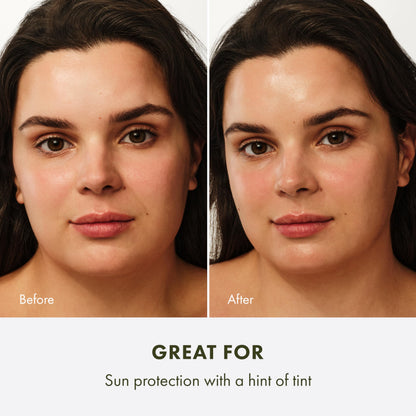 Origins hydrator skin tint cream texture squeeze sample on white background
