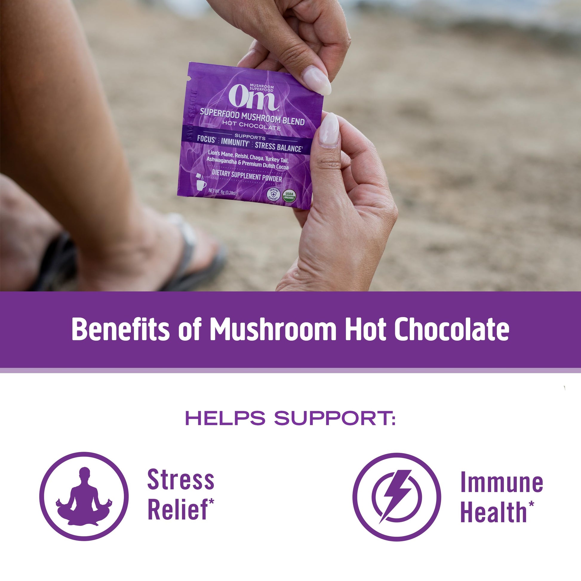 Organic functional mushroom powder beverage with Lion's Mane and Reishi