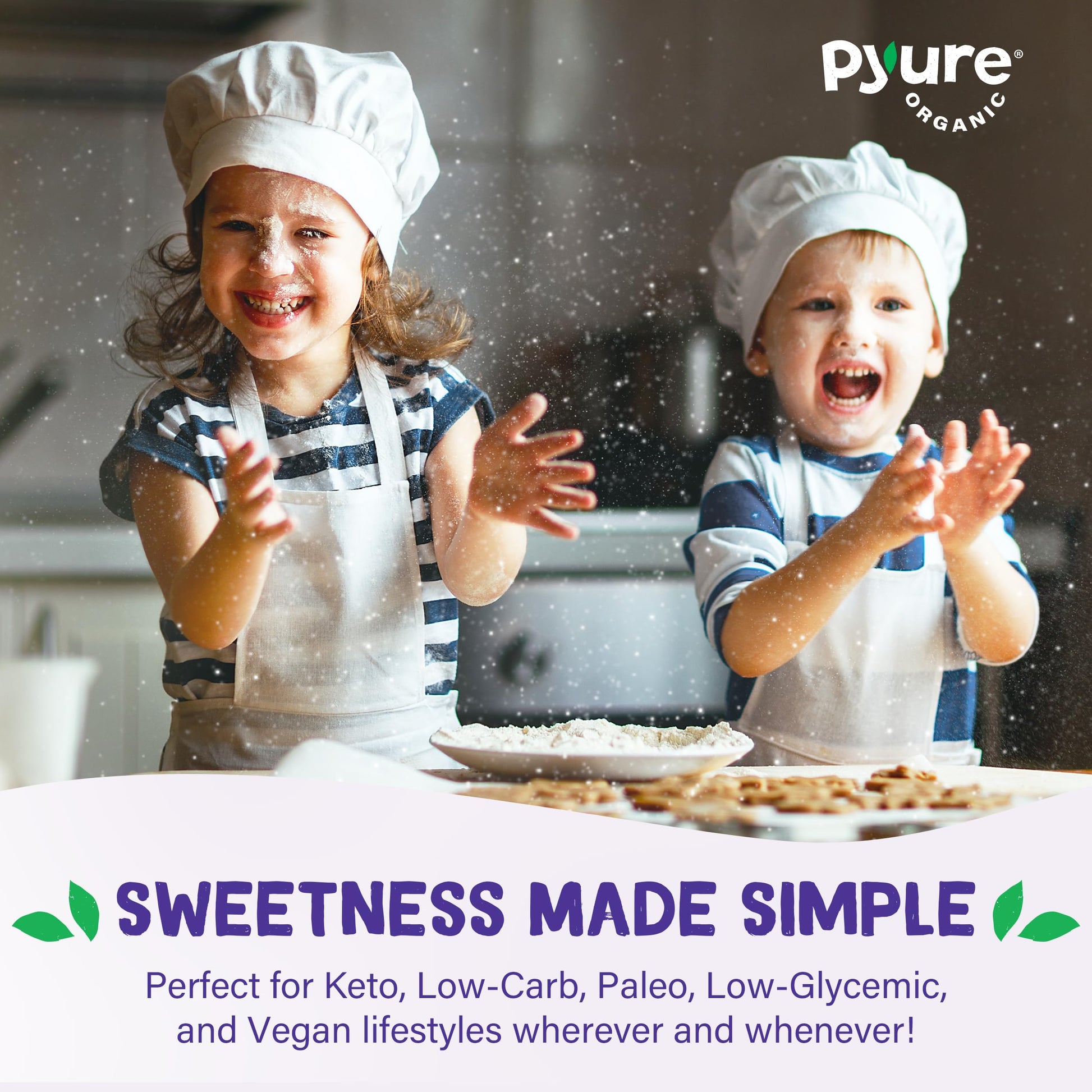 Pyure pure stevia leaf extract non GMO sweetener bottle on display