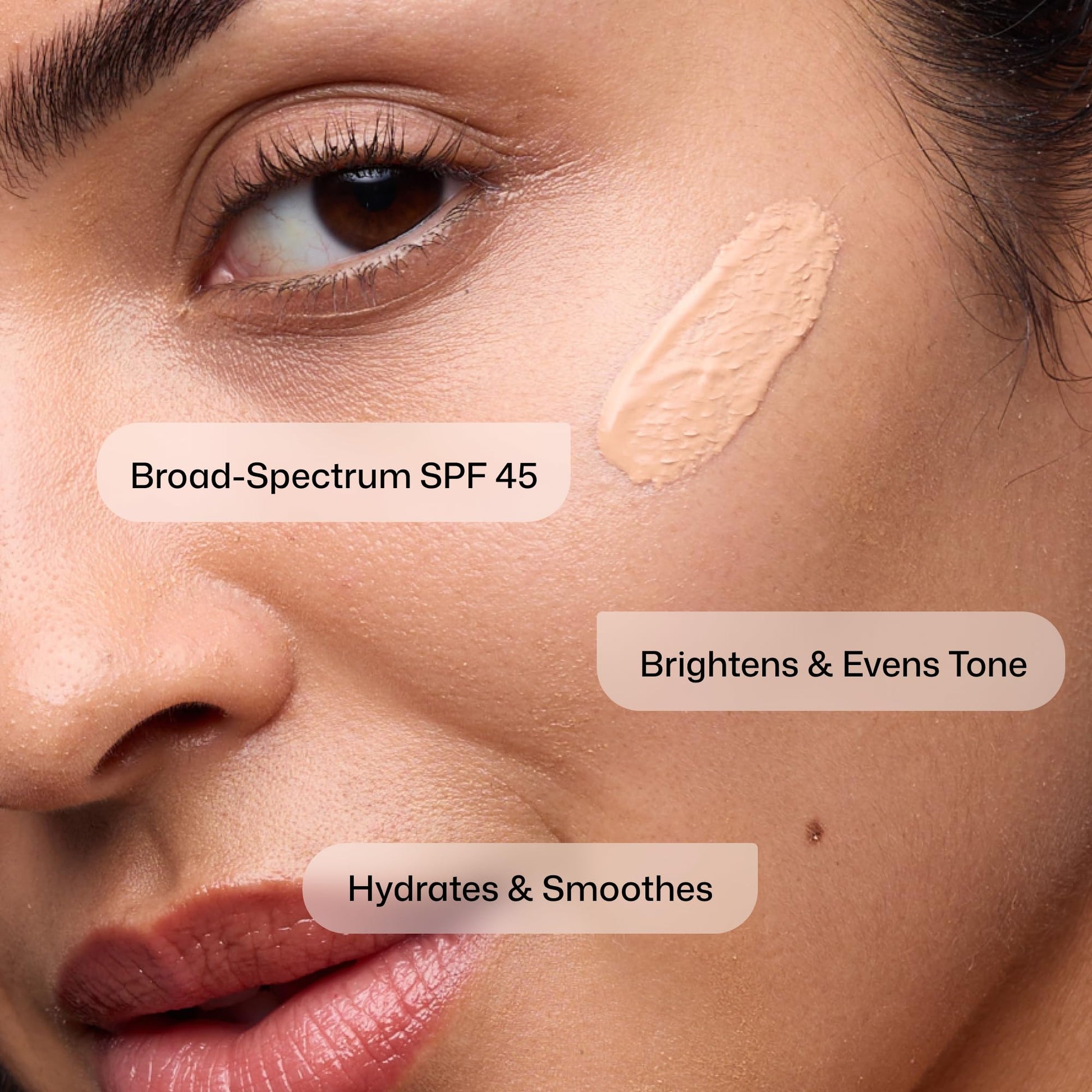 Luminous glow tinted daily moisturizer sunscreen texture swatch