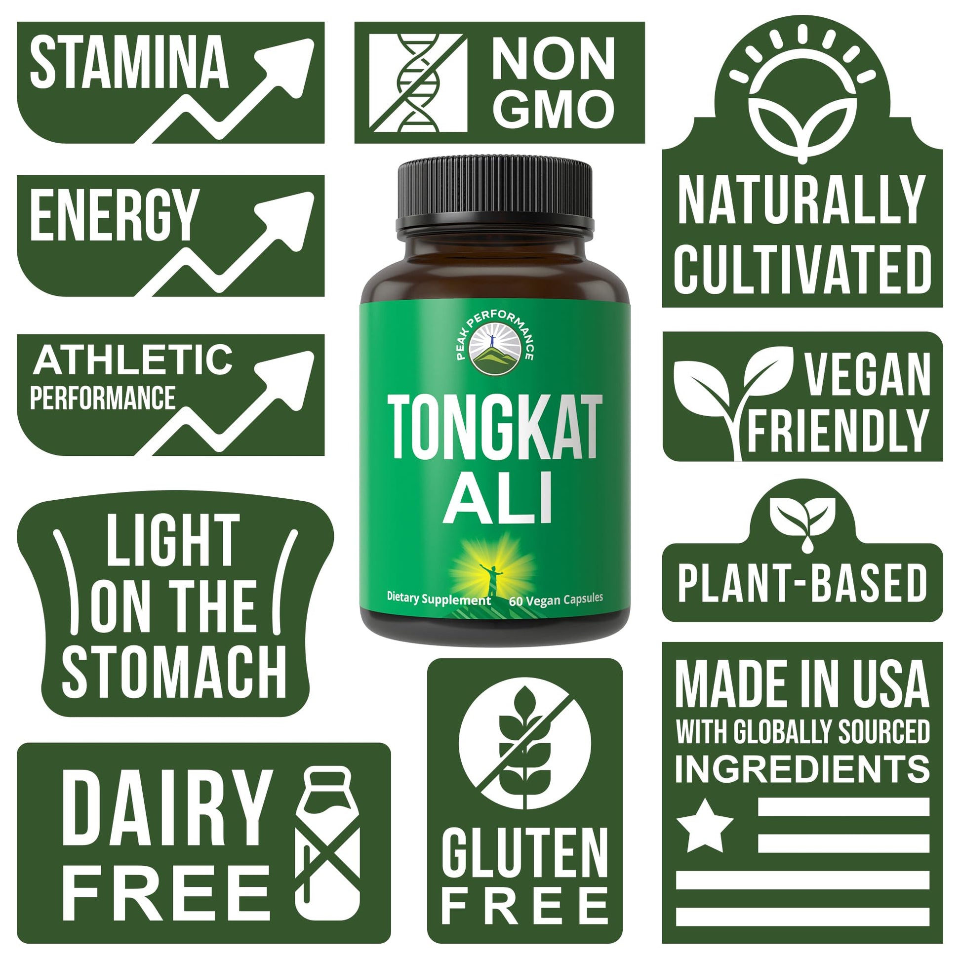Peak Performance Tongkat Ali 60 vegan capsules packaging