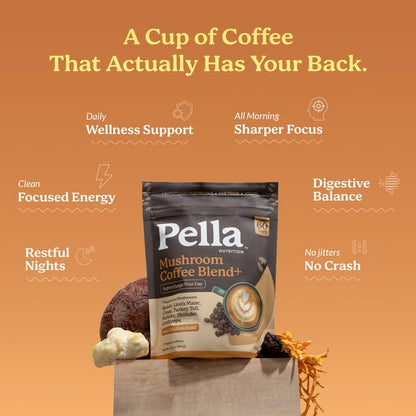 Lions Mane and Chaga coffee container showing 60 servings count
